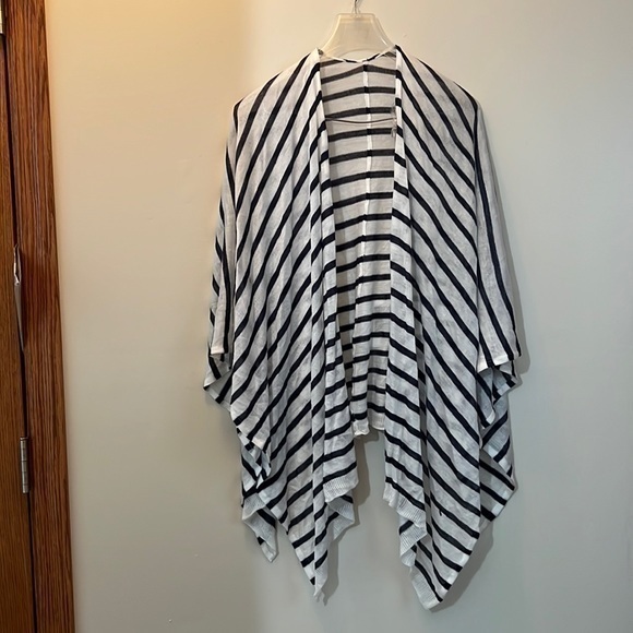 Blue and white striped shawl one size